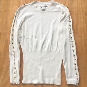 Alberto Makali White Turtleneck Sweater with Studs